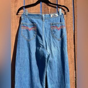 Vintage 70s Blue Jeans with Colorful Stitching Embroidery 28” Medium